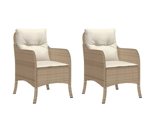 Sillones de jardín con cojines 2 uds ratán sintético beige