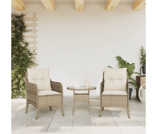 Sillones de jardín con cojines 2 uds ratán sintético beige