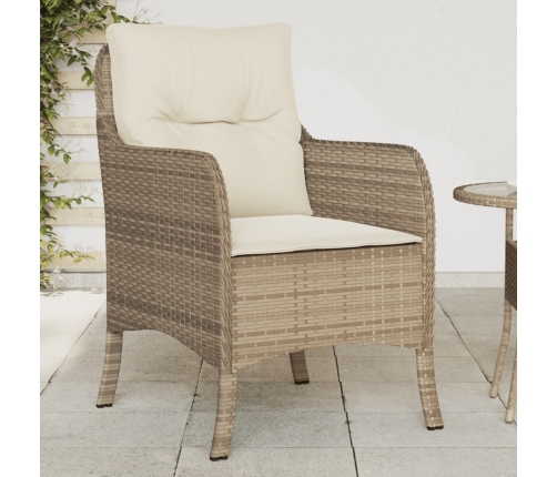 Sillones de jardín con cojines 2 uds ratán sintético beige