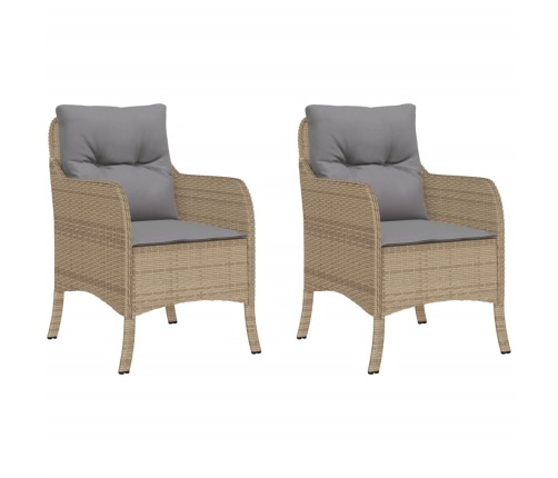 Sillones jardín con cojines 2 uds ratán sintético beige mezcla