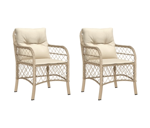 Sillones de jardín con cojines 2 uds ratán sintético beige