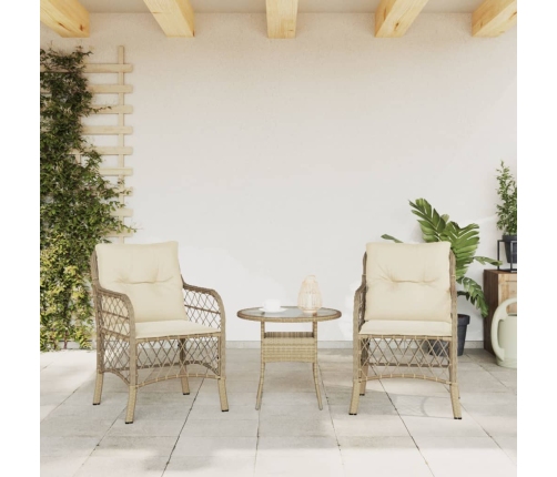 Sillones de jardín con cojines 2 uds ratán sintético beige