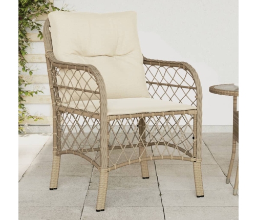 Sillones de jardín con cojines 2 uds ratán sintético beige