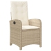 Silla de jardín reclinable con cojines ratán sintético beige