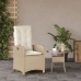 Silla de jardín reclinable con cojines ratán sintético beige