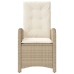 Silla de jardín reclinable con cojines ratán sintético beige