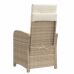 Silla de jardín reclinable con cojines ratán sintético beige