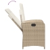 Silla de jardín reclinable con cojines ratán sintético beige