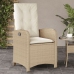 Sillones reclinables de jardín con cojines beige 2 uds ratán PE