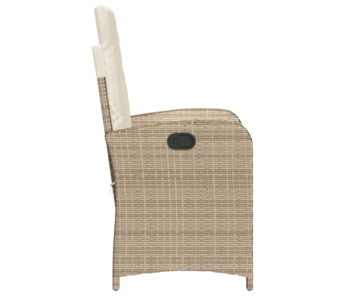 Sillones reclinables de jardín con cojines beige 2 uds ratán PE