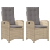 Sillones reclinables jardín y cojines beige mix 2 uds ratán PE