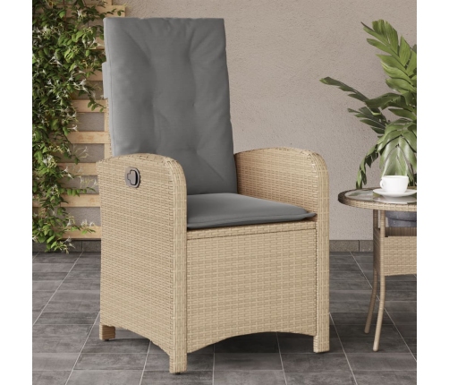 Sillones reclinables jardín y cojines beige mix 2 uds ratán PE