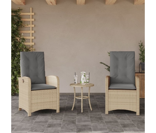 Sillones reclinables jardín y cojines beige mix 2 uds ratán PE