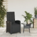 vidaXL Sillón reclinable de jardín con reposapiés ratán PE negro