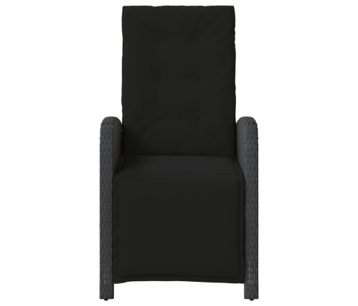 vidaXL Sillón reclinable de jardín con reposapiés ratán PE negro