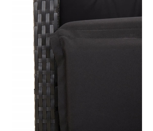 vidaXL Sillón reclinable de jardín con reposapiés ratán PE negro