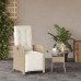 Sillón reclinable de jardín con reposapiés ratán PE beige