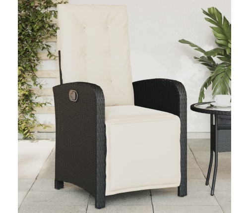 Sillones reclinables jardín con reposapiés 2 uds ratán PE negro