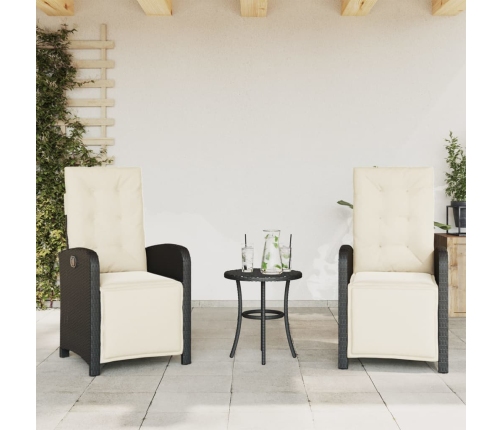 Sillones reclinables jardín con reposapiés 2 uds ratán PE negro