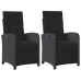 Sillones reclinables jardín con reposapiés 2 uds ratán PE negro