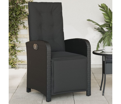 Sillones reclinables jardín con reposapiés 2 uds ratán PE negro