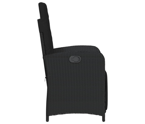 Sillones reclinables jardín con reposapiés 2 uds ratán PE negro