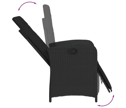 Sillones reclinables jardín con reposapiés 2 uds ratán PE negro