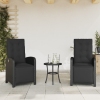 Sillones reclinables jardín con reposapiés 2 uds ratán PE negro