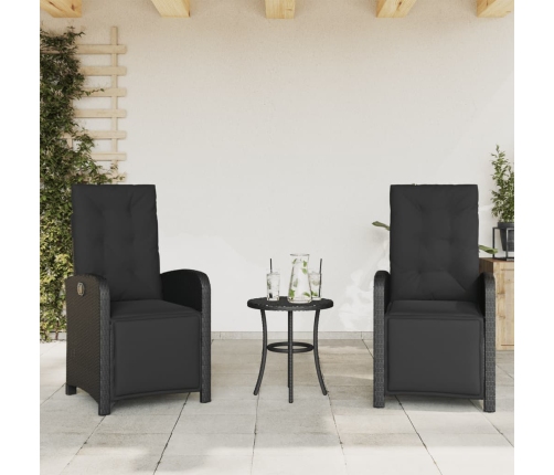 Sillones reclinables jardín con reposapiés 2 uds ratán PE negro