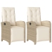 Sillones reclinables jardín con reposapiés 2 uds ratán PE beige