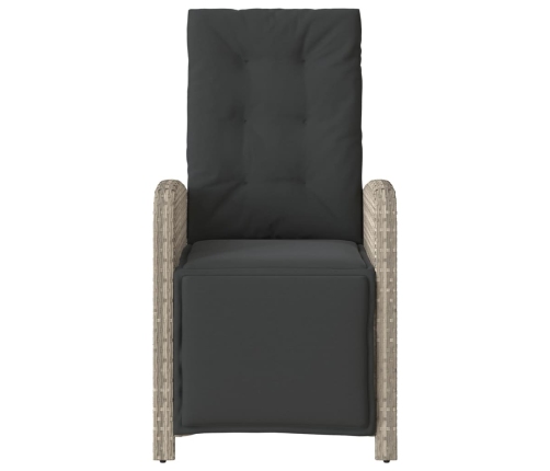 vidaXL Sillón reclinable jardín y reposapiés 2 uds ratán PE gris claro