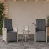 vidaXL Sillón reclinable jardín y reposapiés 2 uds ratán PE gris claro