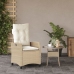 Silla de jardín reclinable con cojines ratán sintético beige