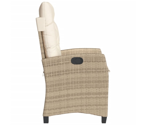 Silla de jardín reclinable con cojines ratán sintético beige