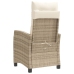 Silla de jardín reclinable con cojines ratán sintético beige