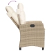 Silla de jardín reclinable con cojines ratán sintético beige