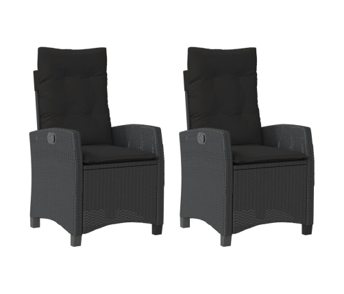 vidaXL Sillones reclinable jardín cojines 2 uds ratán sintético negro