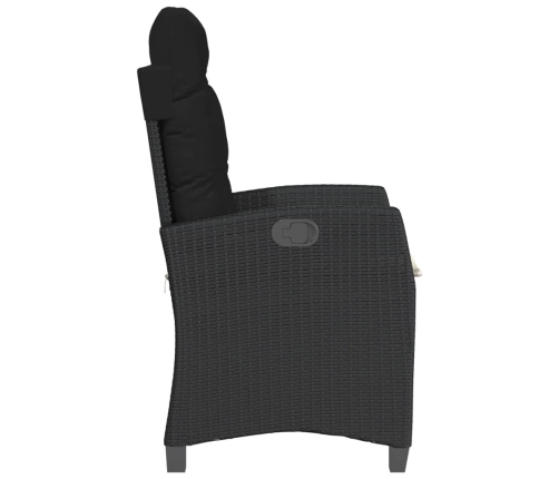 vidaXL Sillones reclinable jardín cojines 2 uds ratán sintético negro