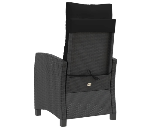 vidaXL Sillones reclinable jardín cojines 2 uds ratán sintético negro