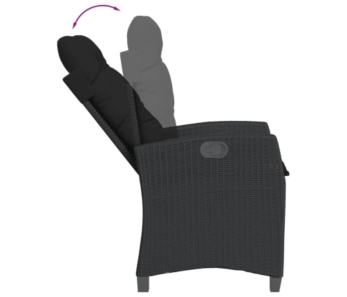 vidaXL Sillones reclinable jardín cojines 2 uds ratán sintético negro