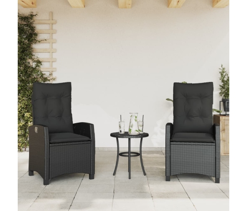 vidaXL Sillones reclinable jardín cojines 2 uds ratán sintético negro