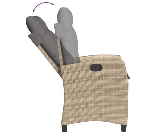 Sillones reclinables jardín y cojines beige mix 2 uds ratán PE