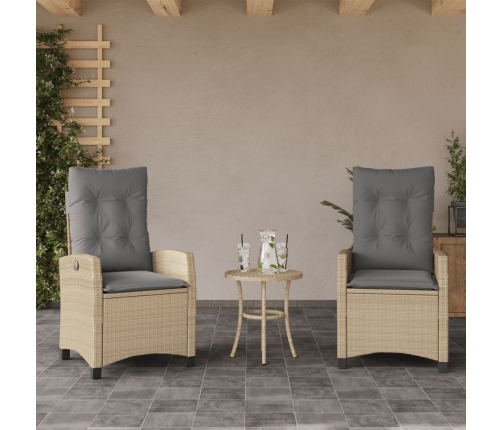 Sillones reclinables jardín y cojines beige mix 2 uds ratán PE