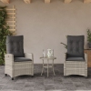 vidaXL Sillones reclinables de jardín con cojines gris 2 uds ratán PE