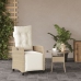 vidaXL Sillón reclinable de jardín con reposapiés ratán PE beige