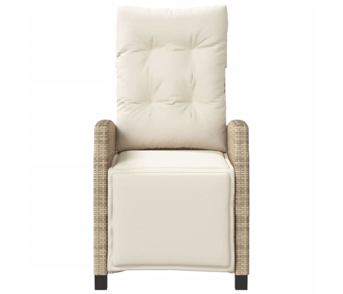 vidaXL Sillón reclinable de jardín con reposapiés ratán PE beige