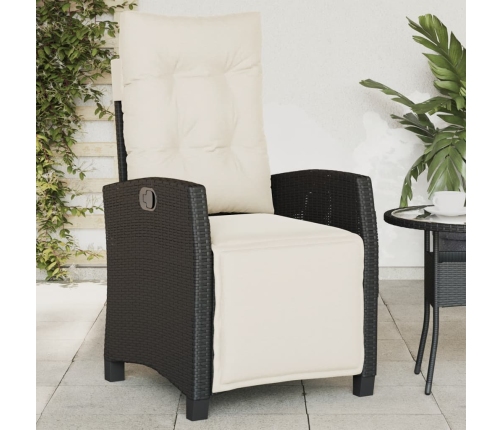 Sillones reclinables jardín con reposapiés 2 uds ratán PE negro