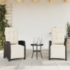 Sillones reclinables jardín con reposapiés 2 uds ratán PE negro