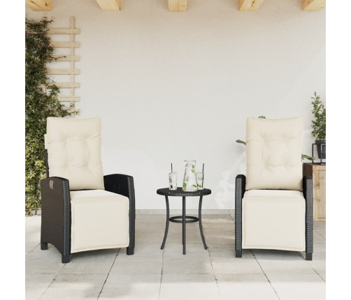 Sillones reclinables jardín con reposapiés 2 uds ratán PE negro