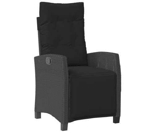 Sillones reclinables jardín con reposapiés 2 uds ratán PE negro